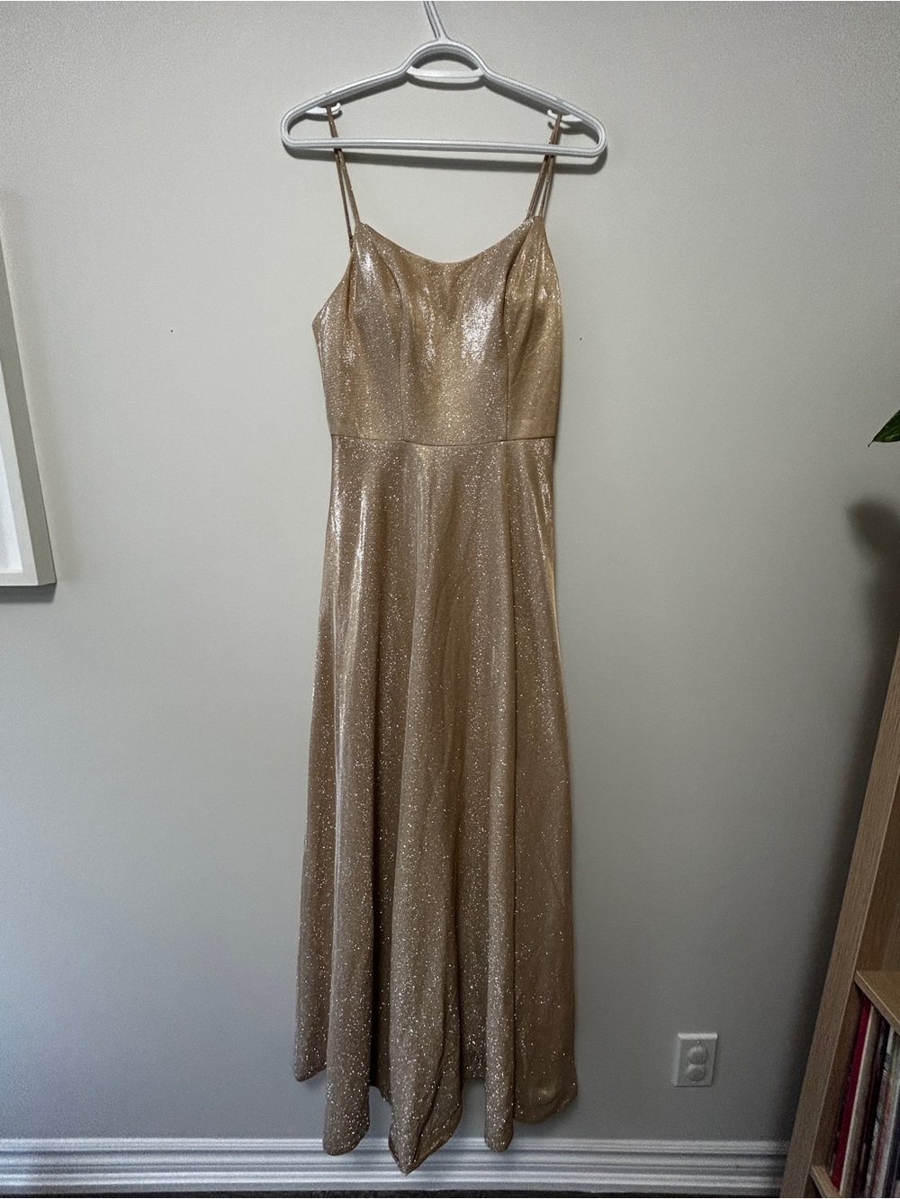 Gold Spaghetti-Strap Evening Gown